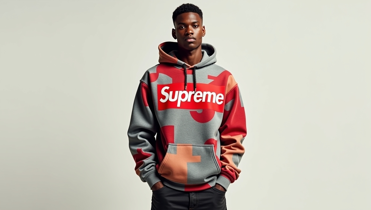 Editorial fashion banner featuring premium hoodies